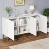 Sideboard Weiß Hochglanz 130 × 38 × 76 cm mit geriffeltem Design, Kommode mit 3 Türen und verstellbaren Einlegeböden Bild 3