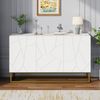 Sideboard Weiß Hochglanz 130 × 38 × 76 cm mit geriffeltem Design, Kommode mit 3 Türen und verstellbaren Einlegeböden Bild 2