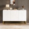 Sideboard Weiß Hochglanz 130 × 38 × 76 cm mit geriffeltem Design, Kommode mit 3 Türen und verstellbaren Einlegeböden Bild 5