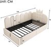 Merax Einzelbett 90x190 cm, Kinderbett, Polsterbett, Daybett, Tagesbett-Schlafsofa mit Stauraum (hydraulisch), Gästebett L-Form Samt, Beige Bild 4