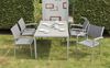 Garden Pleasure Tischgruppe Stapelstuhl Grace, 5er-Set, Alu/Textilene, Non-Wood Armlehnen, Aluminium, Glas Bild 5