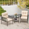 COSTWAY Balkonset, (3-tlg), 1 Tisch, 2 Stühle Gartenmöbel mit Kissen, Rattan Bild 2