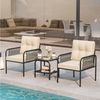 COSTWAY Balkonset, (3-tlg), 1 Tisch, 2 Stühle Gartenmöbel mit Kissen, Rattan Bild 3