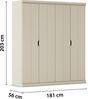 rauch Frieda, Kleiderschrank im Landhausstil, 4-türig, mit 2 Kleiderstangen und 2 Einlegeböden, Farbe Beige, BxHxT 181x203x56cm Bild 4