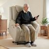 M MCombo Fernsehsessel mit Aufstehhilfe Elektrisch, 2 Rollen für Mobilität, Massage & Heizung, Verstellbare Kopfstütze, Sessel mit Aufstehhilfe 35D Vollschaum-Sitzkissen 7269 (Stoff, Beige) Bild 5
