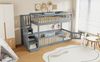 Merax Etagenbett 90x200 Kinderbett mit Sicherheitstreppe und Schubladen, Holzeinzelbett mit Stauraumbett für Kinder, Jugendliche , Grau Bild 5