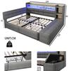 Flieks Daybett, Polsterbett 140×190cm mit LED, Aufladen, 2 Schubladen und Polsterbank Bild 4