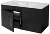 Waschbeckenunterschrank HWC-D16, Waschtischunterschrank Waschtisch Unterschrank Badmöbel, FSC® hochglanz 90cm ~ schwarz Bild 3