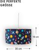Coole Weltraum LED Hängelampe für Kinderzimmer mit Stoffschirm, bunt Ø 35cm Bild 3