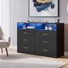 VASAGLE Kommode mit LED-Beleuchtung und Ladestation, 6 Schubladen, modern, Schlafzimmer Wohnzimmer, schwarz Bild 1