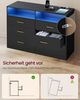VASAGLE Kommode mit LED-Beleuchtung und Ladestation, 6 Schubladen, modern, Schlafzimmer Wohnzimmer, schwarz Bild 4