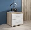 Nachtkommode >WINNIE< 2 Schubladen, Sonoma Eiche Dekor / weiss - 37,6x38,6x34,7cm (BxHxT) Bild 2