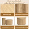 Couchtisch Set 60x60x38,5 cm und 30x30x56 cm – runder Tisch mit vertikalen Streifen aus MDF Bild 5