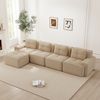 Flieks 4-Sitzer Sofa, Modular L-Form Schlafsofa, Tiefsofa mit Ottoman & 4 Kissen, Cord, Beige Bild 3