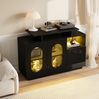 Schwarzes LED-Sideboard mit Glastüren, 120x40x80 cm, Hochglanz, Vitrine Bild 3