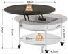 FABATO Couchtisch Runder Couchtisch mit Höhenverstellung, Rädern und Staufach (1-St), ideal für Wohnzimmer, in Weiß Bild 2