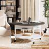 FABATO Couchtisch Runder Couchtisch mit Höhenverstellung, Rädern und Staufach (1-St), ideal für Wohnzimmer, in Weiß Bild 3