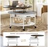 FABATO Couchtisch Runder Couchtisch mit Höhenverstellung, Rädern und Staufach (1-St), ideal für Wohnzimmer, in Weiß Bild 4