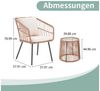 Sunsitt Balkonset Outdoor 3-tlg Balkon Set, Bistro Set, Rattan Gartenmöbel mit Kissen, (Couchtisch mit Glastischplatte), Sitzgruppe für Garten, Balkon, Hinterhof, Natur Bild 3