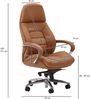 Designer Bürostuhl Bezug Echtleder Caramel Schreibtischstuhl bis 120 kg, XXL Design Chefsessel höhenverstellbar, Drehstuhl ergonomisch mit Armlehnen & hoher Rückenlehne, Wippfunktion Bild 4