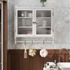 Yorbay Hängeschrank Wandschrank mit 3 Ebenen & Handtuchhalter Doppeltüren Badschrank Küchenschrank aus Glas Bild 4