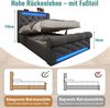 Polsterbett 90x200 cm mit LED, Stauraum & USB/Typ-C – Samtbett in Grau inkl. Matratze Bild 4
