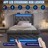 Polsterbett 90x200 cm mit LED, Stauraum & USB/Typ-C – Samtbett in Grau inkl. Matratze Bild 5