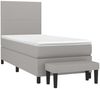 vidaXL Boxspringbett mit Matratze Stoff Hellgrau 90x200 cm, Härtegrad: H2 [3136405] Bild 3