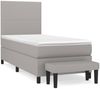 vidaXL Boxspringbett mit Matratze Stoff Hellgrau 90x200 cm, Härtegrad: H2 [3136405] Bild 2