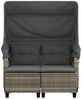 vidaXL Gartensofa 2-Sitzer mit Dach und Hockern Hellgrau Poly Rattan 365786 Bild 5