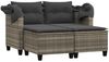 vidaXL Gartensofa 2-Sitzer mit Dach und Hockern Hellgrau Poly Rattan 365786 Bild 4