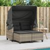 vidaXL Gartensofa 2-Sitzer mit Dach und Hockern Hellgrau Poly Rattan 365786 Bild 3
