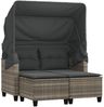 vidaXL Gartensofa 2-Sitzer mit Dach und Hockern Hellgrau Poly Rattan 365786 Bild 2