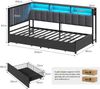 KIMENICH Polsterbett Jugendbett mit LED-Beleuchtung und Ladestation, Schlafsofa, Daybett (Ohne Matratze), Tagesbett mit 2 Schubladen und offenen Regalen, 90 x 200 cm Bild 2