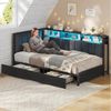 KIMENICH Polsterbett Jugendbett mit LED-Beleuchtung und Ladestation, Schlafsofa, Daybett (Ohne Matratze), Tagesbett mit 2 Schubladen und offenen Regalen, 90 x 200 cm Bild 4