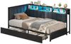 KIMENICH Polsterbett Jugendbett mit LED-Beleuchtung und Ladestation, Schlafsofa, Daybett (Ohne Matratze), Tagesbett mit 2 Schubladen und offenen Regalen, 90 x 200 cm Bild 3