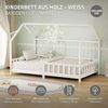 ML-DESIGN Spielbett Hausbett Kinderbett inkl. Lattenrost kreativ Bodenbett für Kinder, Abenteuerbett zum Spielen mit Rausfallschutz Kiefer Weiß Himmelbett Bild 2