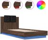 vidaXL Bettgestell mit Kopfteil und LED-Leuchten Braun Eiche 90x200 cm 3210037 Bild 2