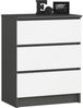 Home Collective Kommode 60 cm breit Holz Highboard Sideboard für Flur Schlafzimmer Wohnzimmer (Kommode Schlafzimmer Kommode mit Schubladen Holz Schrank), Kinderzimmer Organizer, 77 cm hoch mit 3 Schubladen graphit-weiß Bild 4