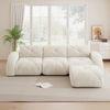 Modulares Sofa aus Chenille, L-Form mit Hocker, 281 x 171 x 76 cm, hellbeige Bild 2