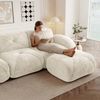 Modulares Sofa aus Chenille, L-Form mit Hocker, 281 x 171 x 76 cm, hellbeige Bild 4