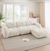 Modulares Sofa aus Chenille, L-Form mit Hocker, 281 x 171 x 76 cm, hellbeige Bild 3