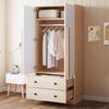 Kleiderschrank 70x40x170 cm mit Doppeltüren-Design und Schubladen – natürlicher Holzton und Weiß Bild 3
