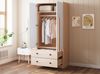 Kleiderschrank 70x40x170 cm mit Doppeltüren-Design und Schubladen – natürlicher Holzton und Weiß Bild 4