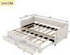Tagesbett mit Ausziehbett & 2 Schubladen, 90x200 cm, Beige, ohne Matratze Bild 5