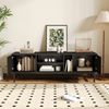TV-Schrank B 150 x T 38 x H 55 cm, in Schwarz und Holzoptik mit 2 Türen und Metallbeinen Bild 4