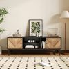 TV-Schrank B 150 x T 38 x H 55 cm, in Schwarz und Holzoptik mit 2 Türen und Metallbeinen Bild 3