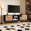 TV-Schrank B 150 x T 38 x H 55 cm, in Schwarz und Holzoptik mit 2 Türen und Metallbeinen Bild 2
