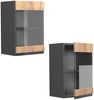 Küchenglasschrank R-Line Goldkraft Eiche 40 cm J-Shape Vicco Bild 5