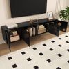 TV-Schrank Schwarz 170cm mit 4 Türen,moderne TV-Bank mit Gitterdesign, goldfarbenen Akzenten, Kippschutz Bild 2